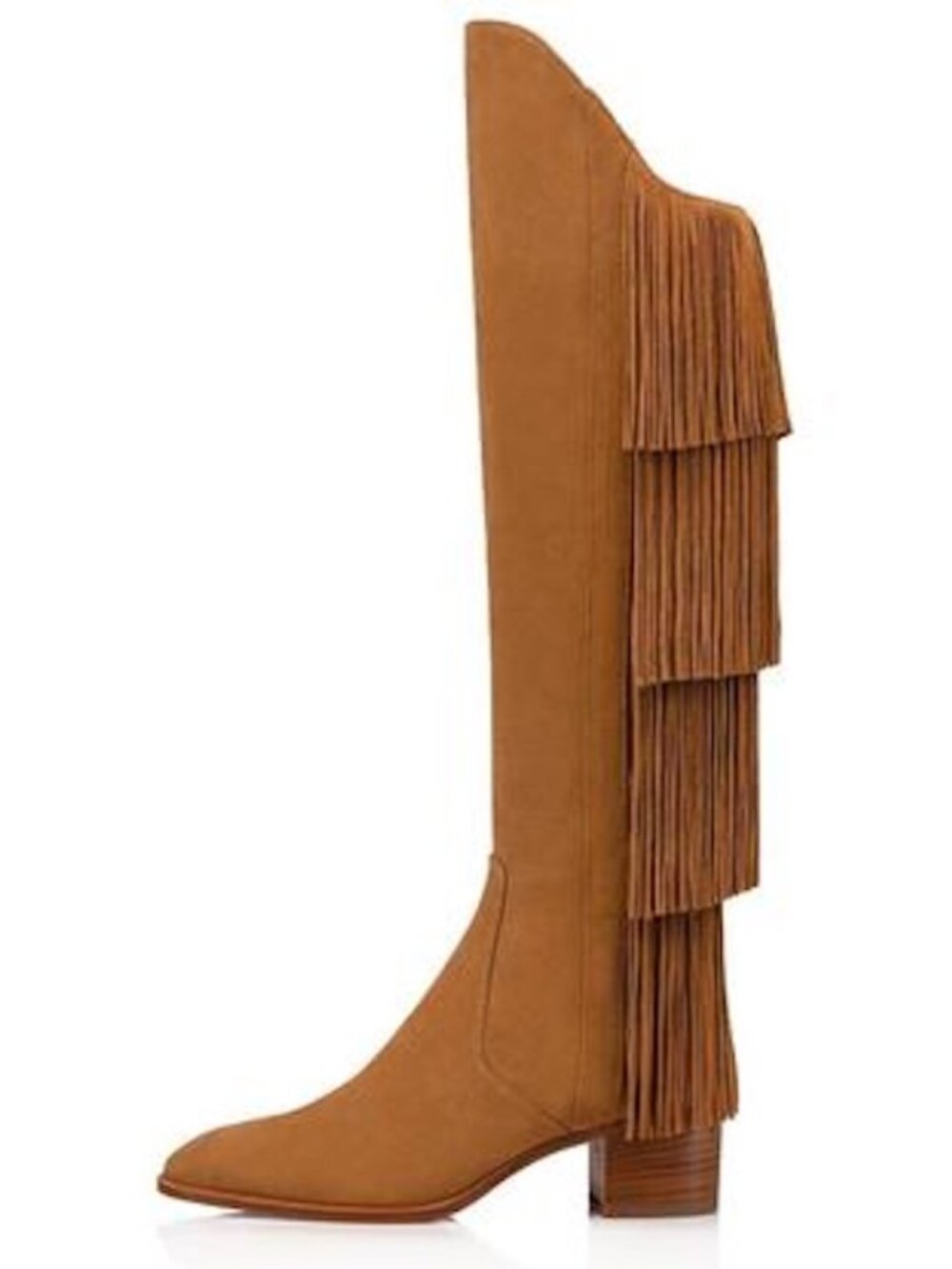 Christian Louboutin BOOT LION 55 Suede Fringe Over Knee High Boots Heels